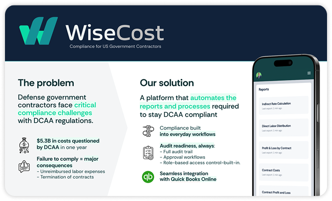 WiseCost — problem/solution y vista mobile Reports